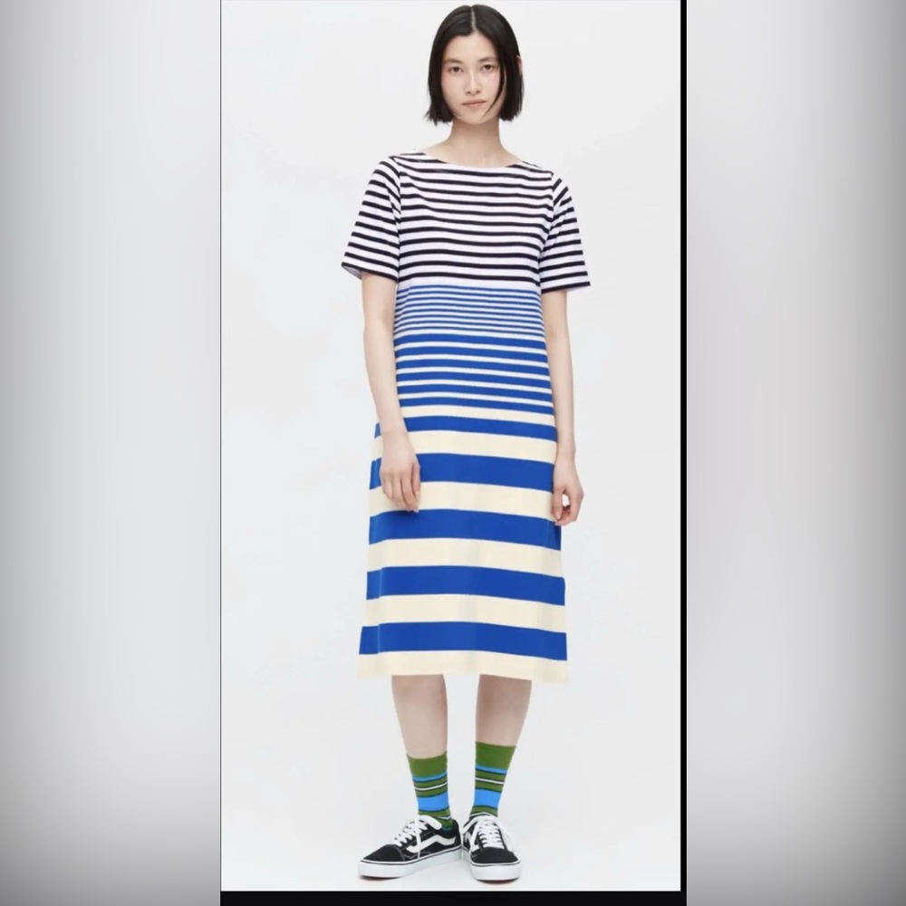 Marni x Uniqlo Blue and White Striped Dress